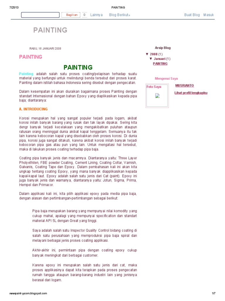 Proses Coating Epoxy pada Pipa Baja | PDF