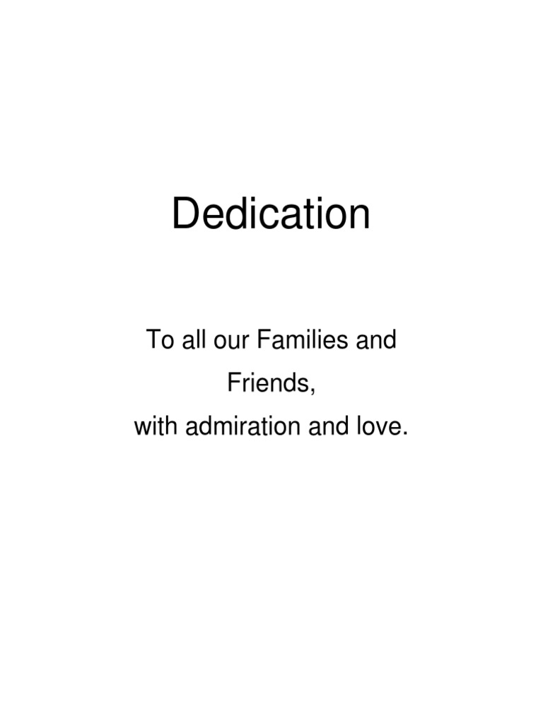Dedication: To All Our Families and Friends, With Admiration and Love | PDF