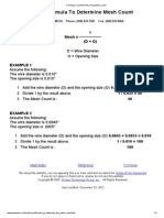 Formula To Determine The Mesh Count Applied