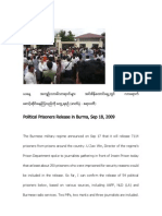 Political Prisoners Release in Burma, Sep 18, 2009