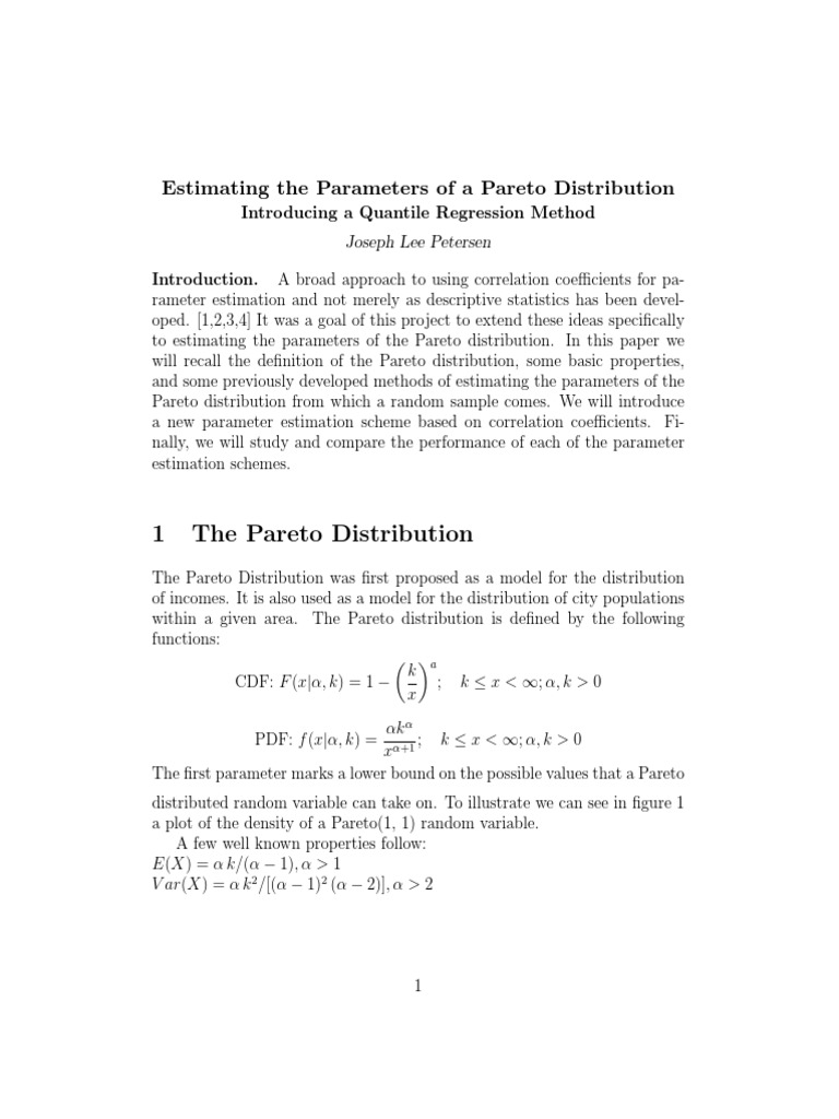 Parameter Estimation for Pareto Distribution | PDF | Regression ...