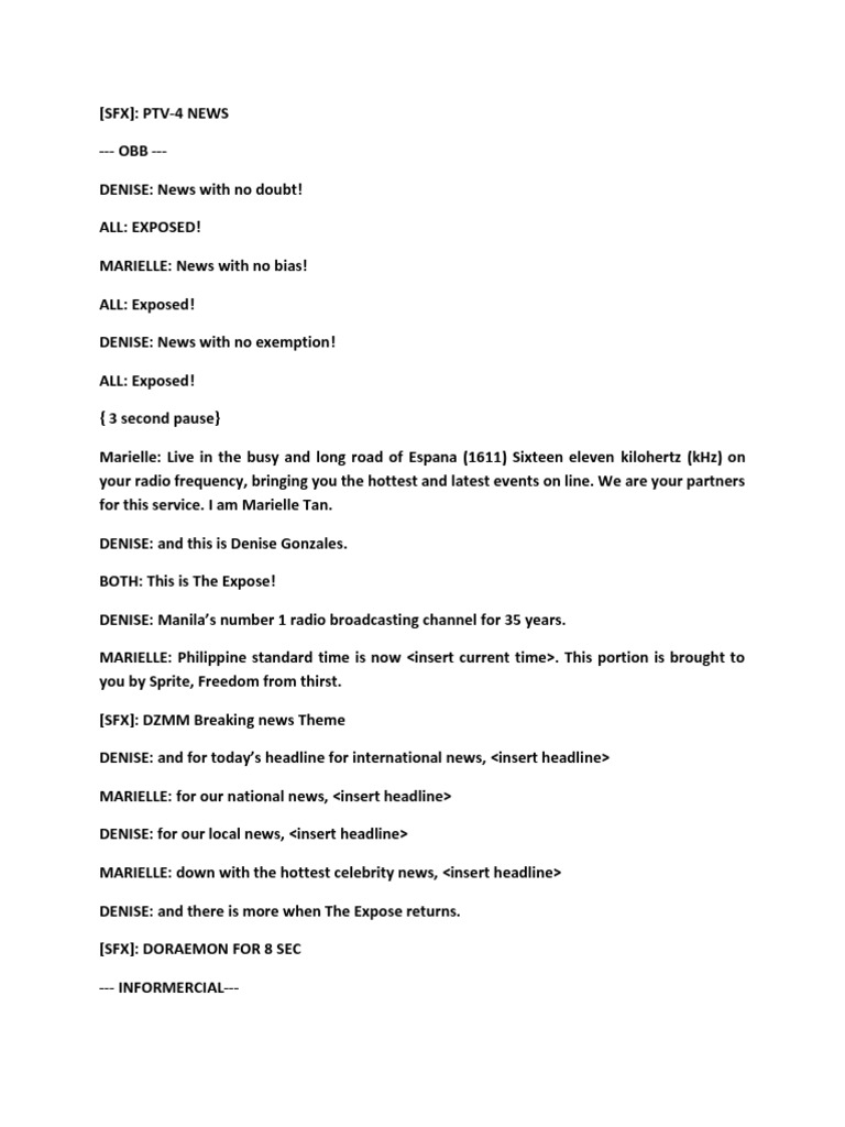Broadcasting Script Broadcasting Script
