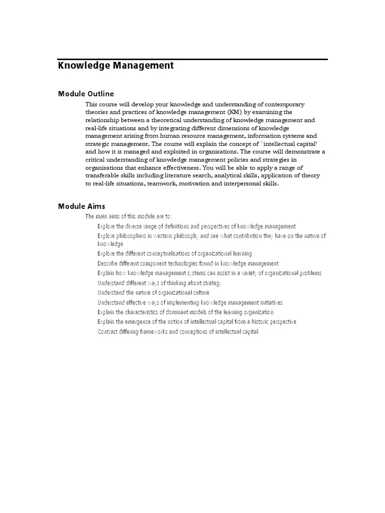Knowledge Management Sample Study Guide(1) | Knowledge Management ...