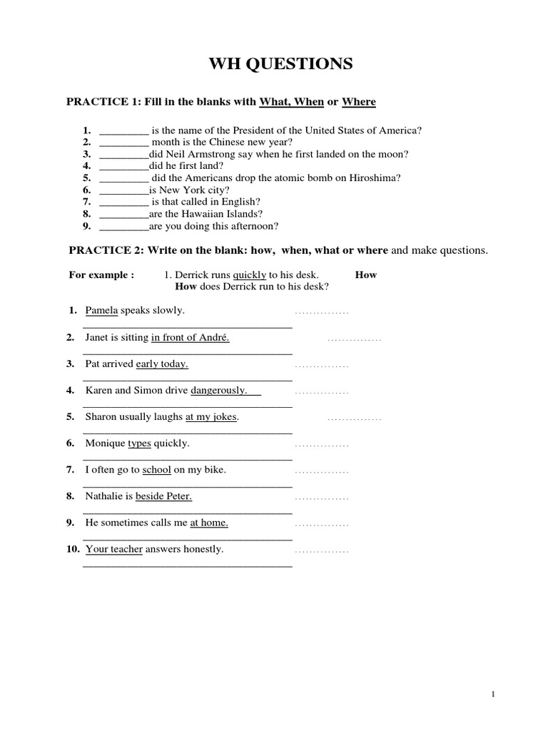 Answering How Questions Worksheets