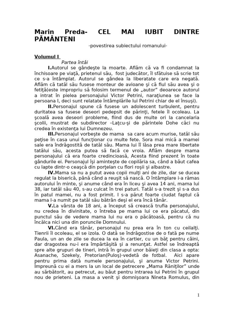 Cel Mai Iubit Dintre Pamanteni Rezumat