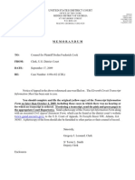 COOK V GOOD - 14 - Letter/Memorandum Dated September 17, 2009, To Plaintiff's Counsel Concerning Transcript Orders. - Gov - Uscourts.gamd.77171.14.0