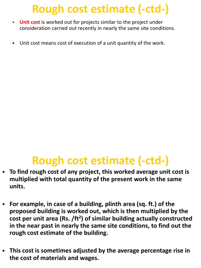 Rough Cost Estimate Business Nature