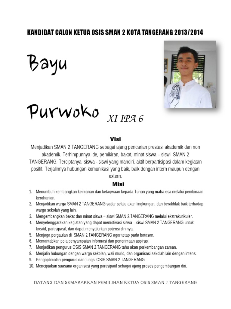Contoh pamflet pemilihan ketua osis