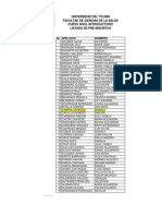 Listado de pre-inscritos Facultad Ciencias Salud