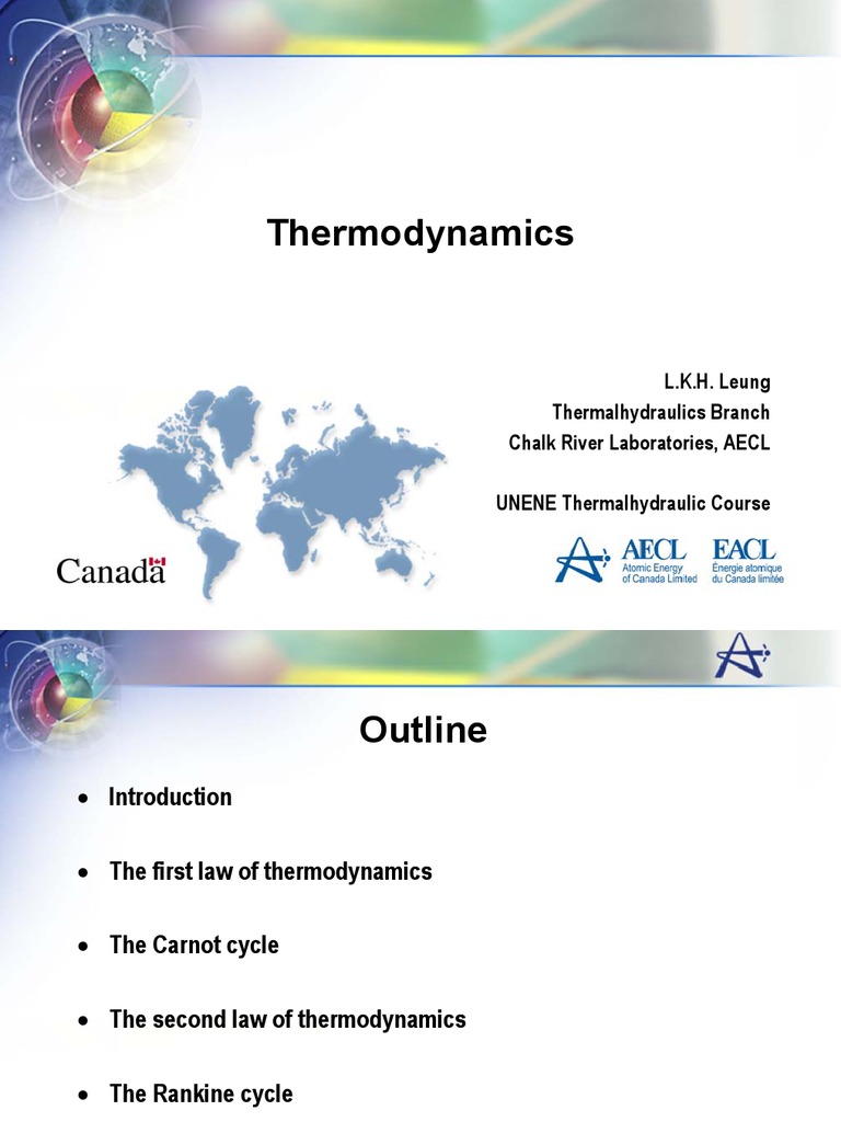 Thermodynamics L.K.H. Leung Thermalhydraulics Branch Chalk River