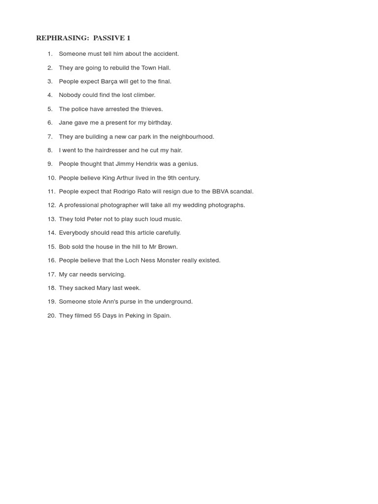 Passive Voice Rephrasing Guide | PDF | Young Adult