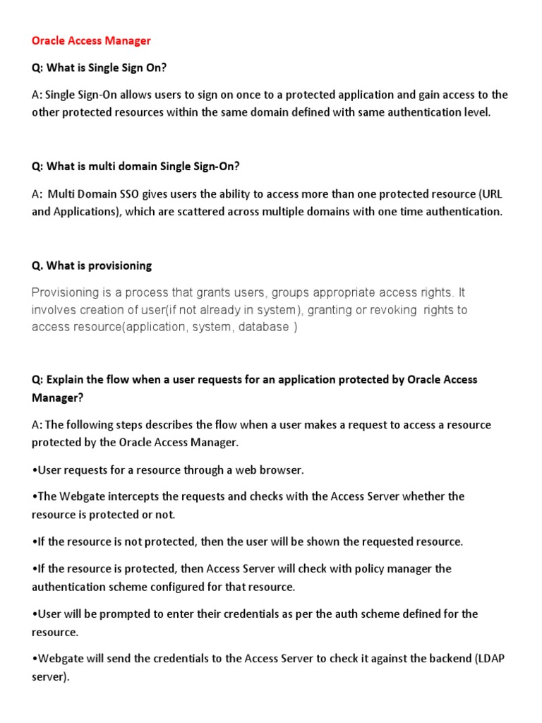 Oracle Access Manager Questions PDF Computer Security Security