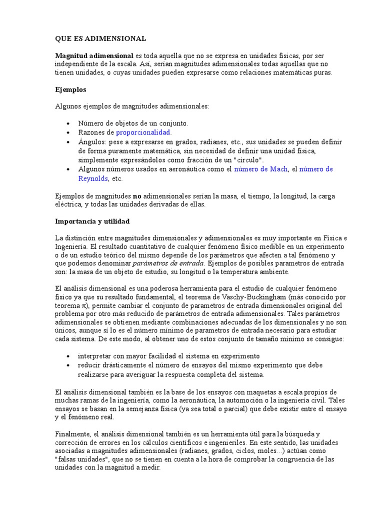 Magdnitud Adimensional | PDF | Ciencias fisicas | Cantidades fisicas
