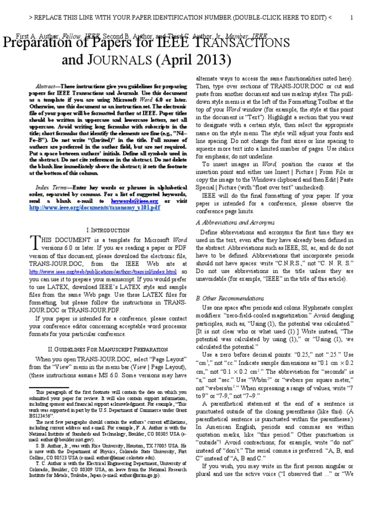 (April 2013) : Preparation of Papers For IEEE T and J | PDF