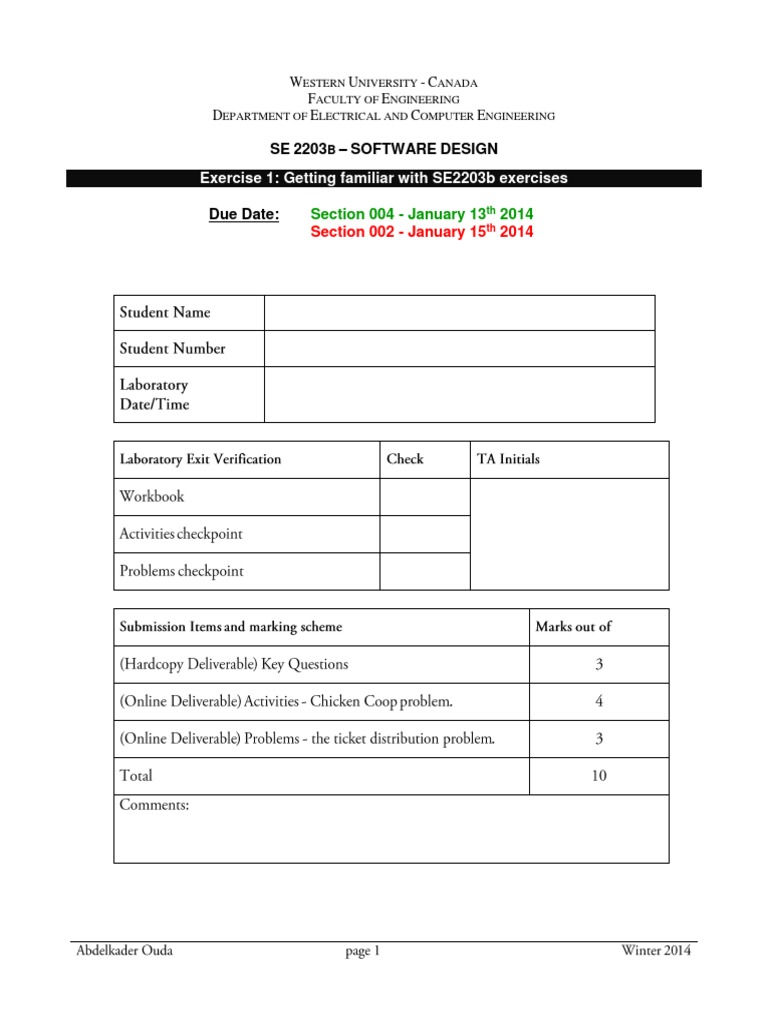 SE2203B Software Design Exercise 1 Guide | PDF