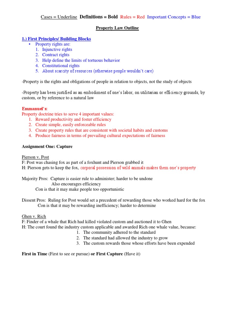 Property Law: Capture and Rights Analysis | PDF | Concurrent Estate ...
