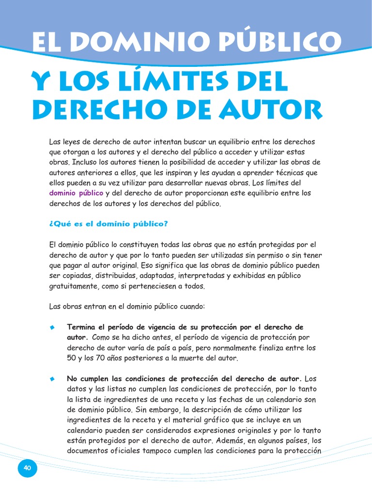 El Dominio Publico y los límites de Derecho de Autor Dominio publico