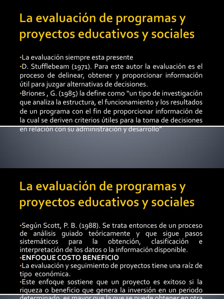 Evaluaci (On de Programas y Proyectos Educativos | PDF | Evaluación ...