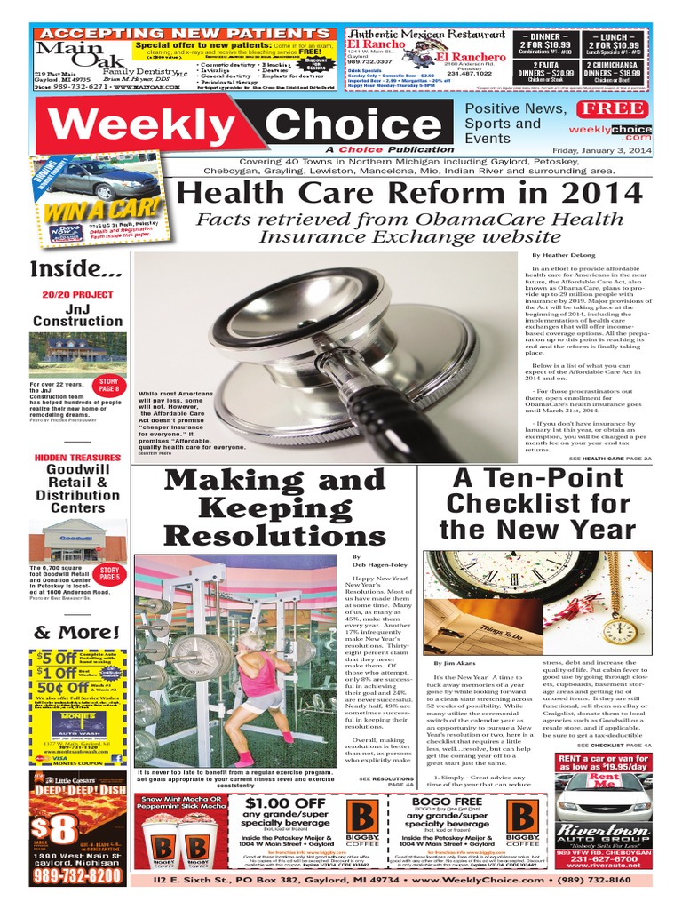 Weekly Choice - January 03., 2014 | PDF | Patient Protection And ...