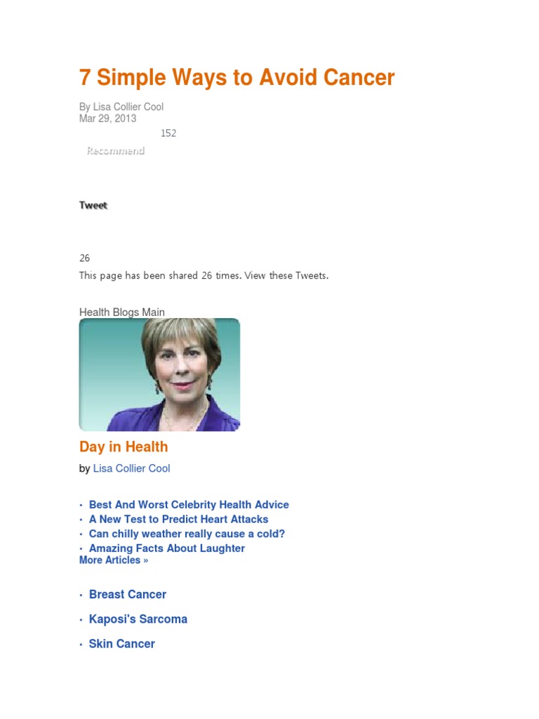 7 Ways to Reduce Cancer Risk | PDF | Cardiovascular Diseases ...