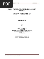 Java Programming Laboratory Manual For 5 Sem Is and Cs