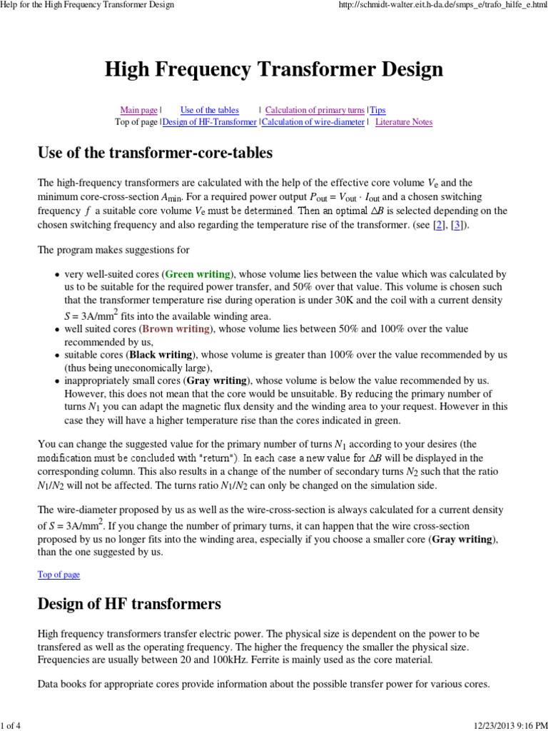 High Frequency Transformer Design Guide | PDF | Transformer | Inductor