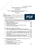 Cert Critical Care(SA) Anaes Exam Paper 1 Management Questions