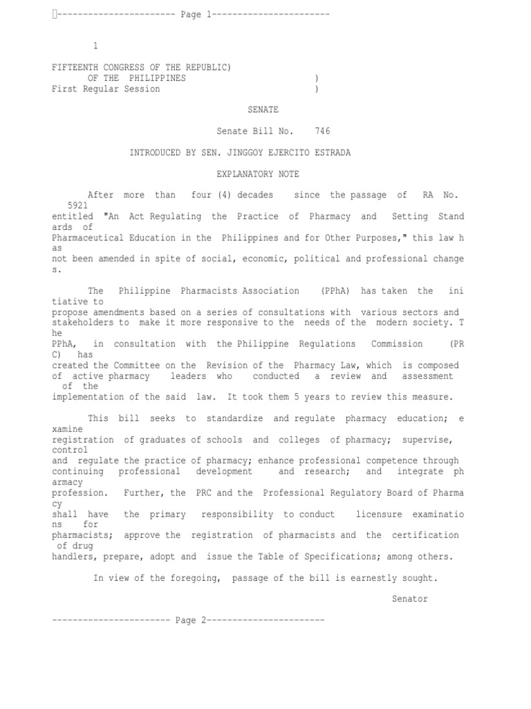 Revising Republic Act 5921: Pharmacy Law | PDF | Pharmacy | Medical ...