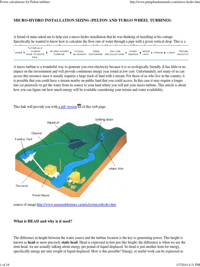Micro-Hydro Sizing Guide: Pelton & Turgo | PDF | Jet Engine | Turbine