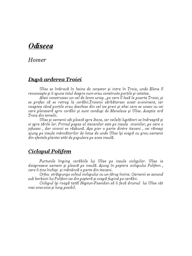 Rezumat Puiul Odiseea Rezumat | PDF