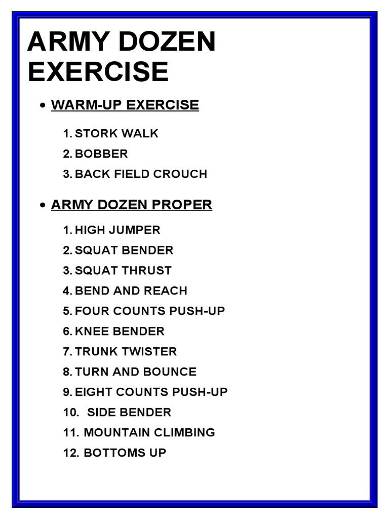 Army Dozen Exercises Pictures 