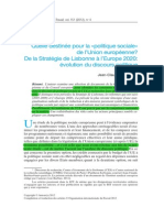 Barbier, J-C. De la estrategia de Lisboa a EU 2020 disc. político