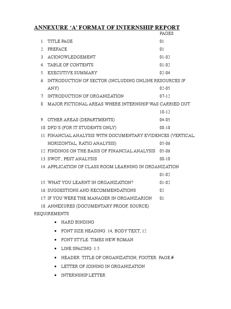 Format For Internship Report | PDF