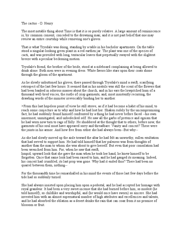The Cactus: A Reflection on Loss | PDF