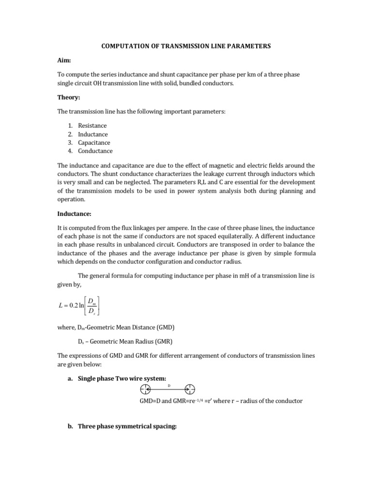 Computation of Transmission Line Parameters PDF