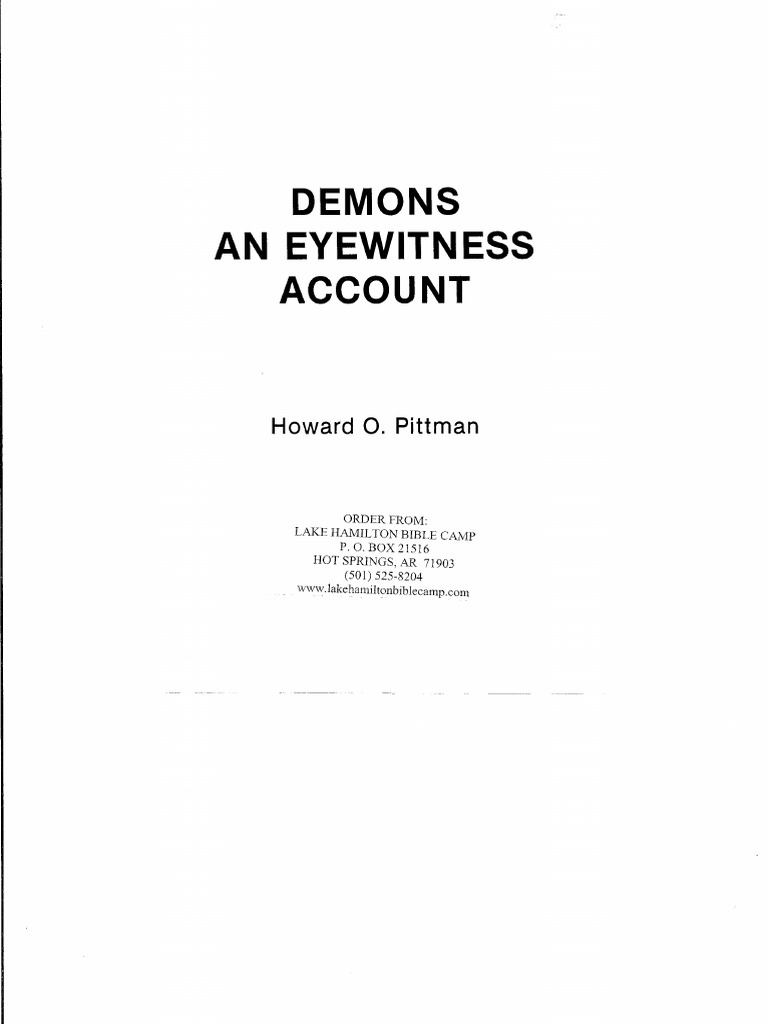洋書 Demons: An Eyewitness Account by Pittman Howard Pittman - Demons Eyewitness Account | PDF