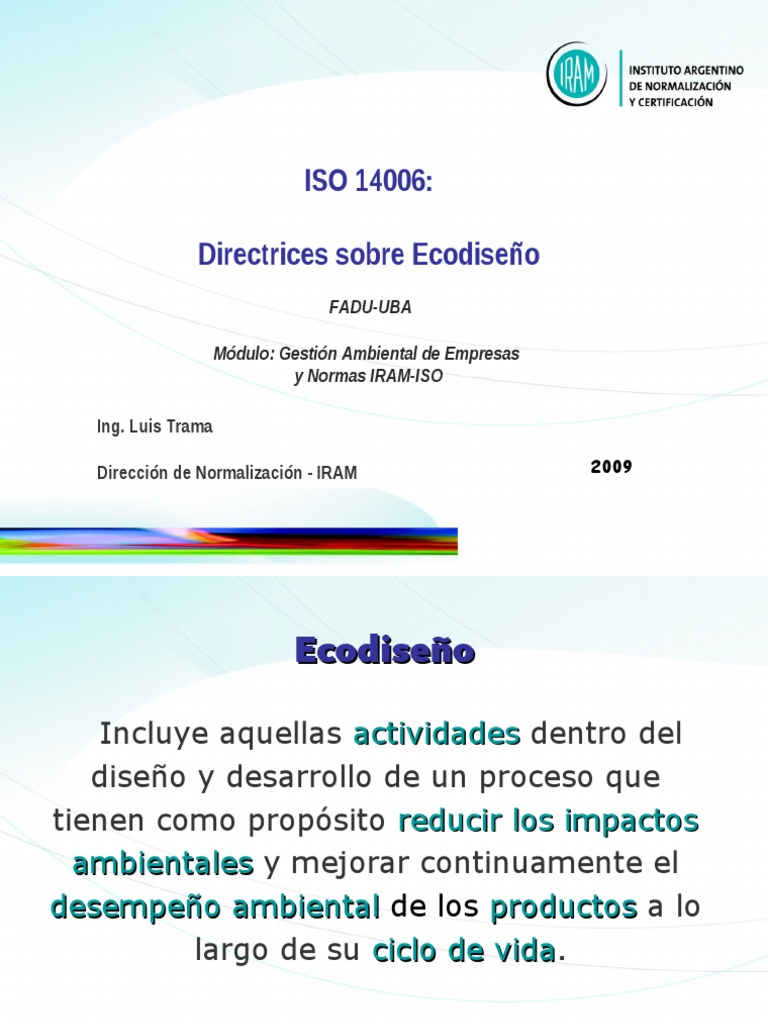 Directrices de Ecodiseño ISO 14006 | PDF | Evaluación del ciclo de vida ...