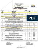 Table of Specification 3rd Grad 2013-14