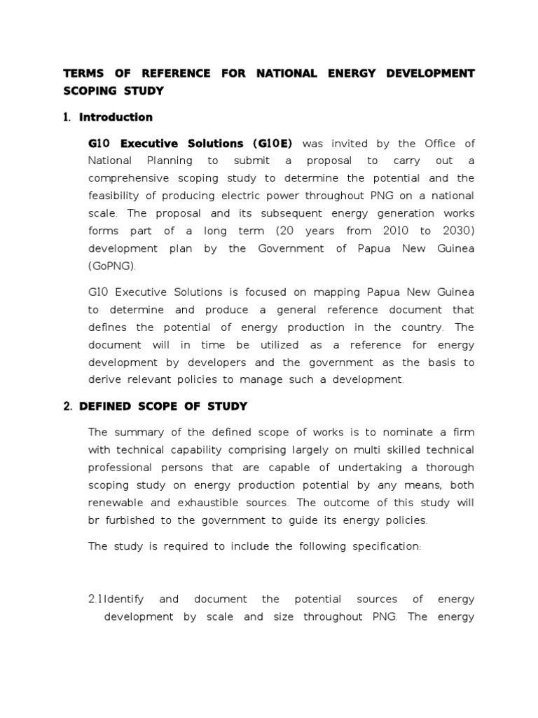 National Energy Development Scoping Study | PDF | Energy Development ...