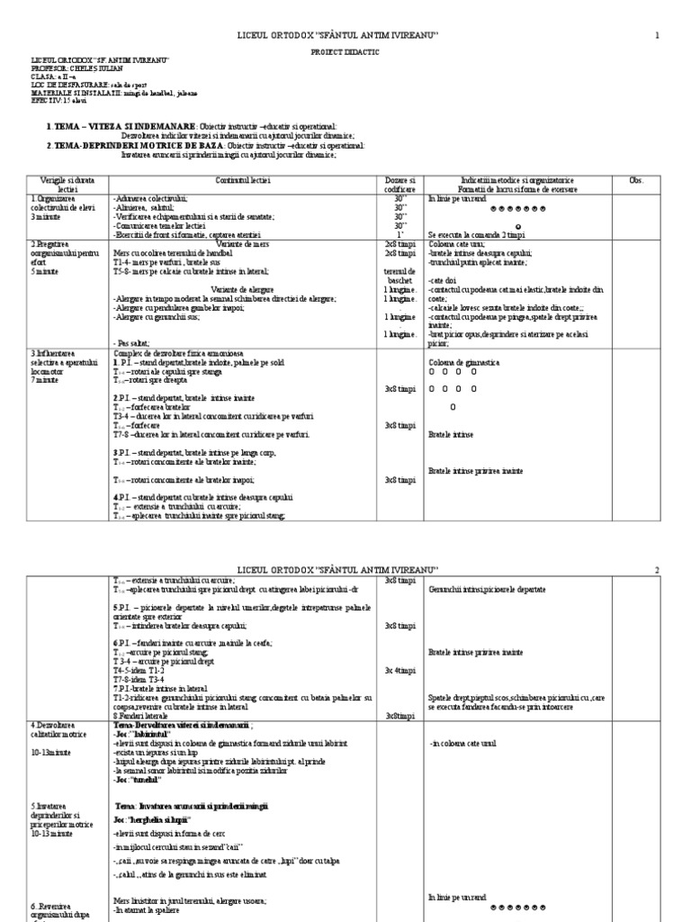 Plan De Lectie Clasa A Ii A