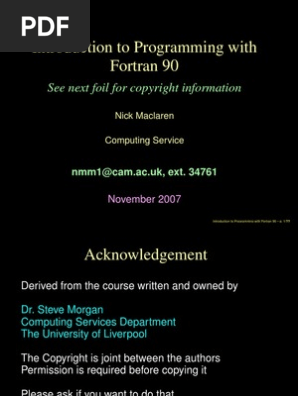 Fortran Learning Cambridge University Trigonometric Functions Data Type