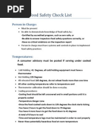 Food Safety Checklist