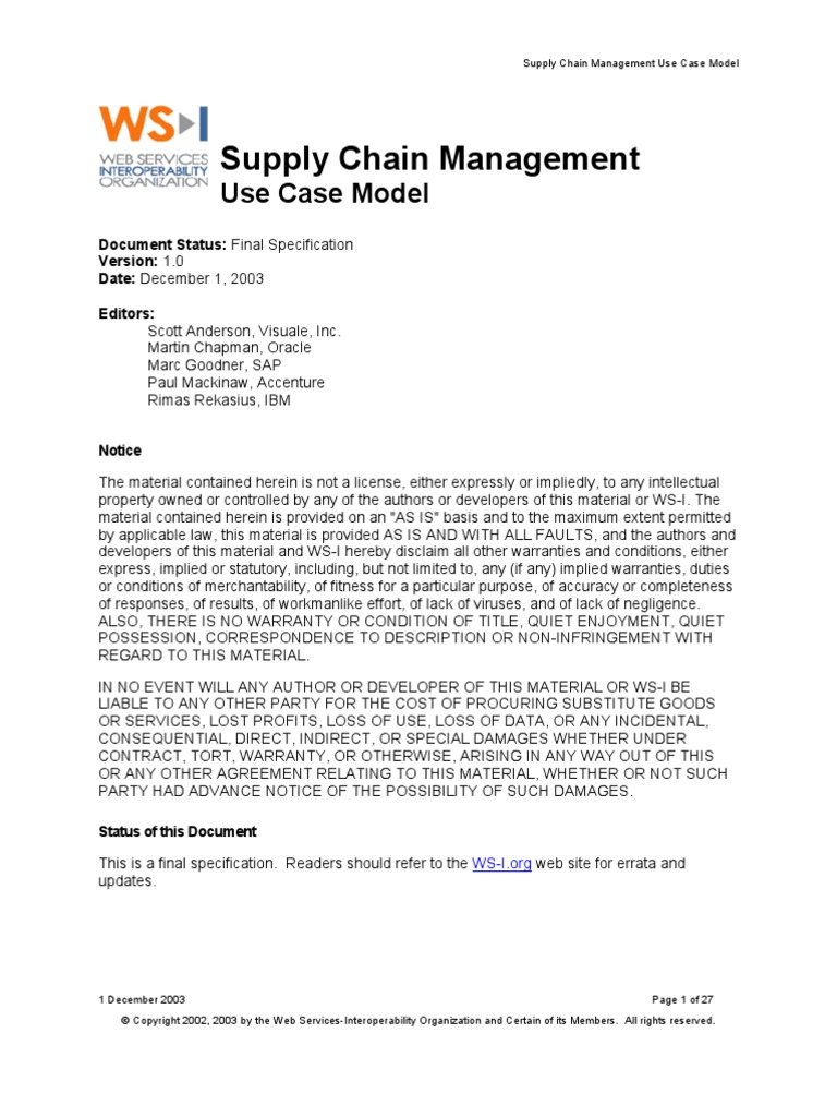 Supply Chain Management Use Case Model | PDF | Use Case | Inventory