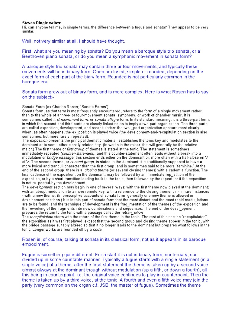 Def S Sonata And Fugue Forms Pdf Musical Forms Musicology
