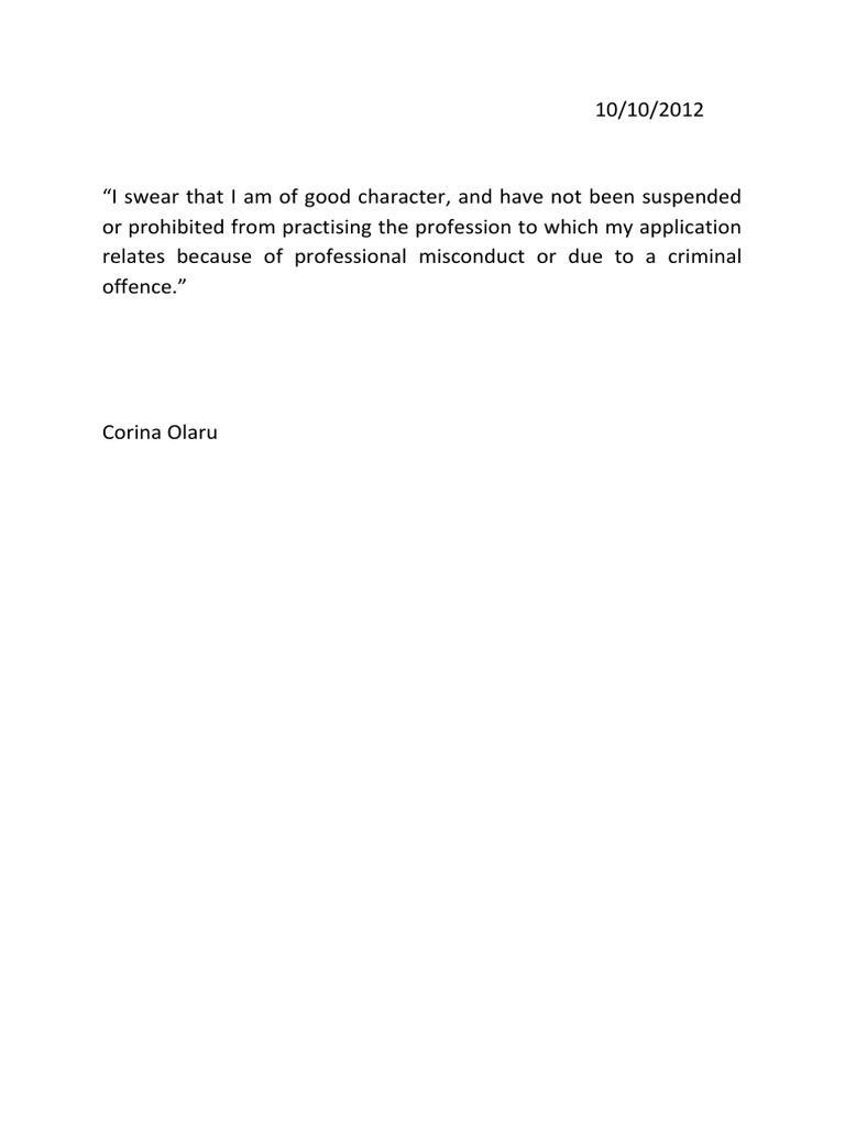 I Swear That I Am of Good Character | PDF