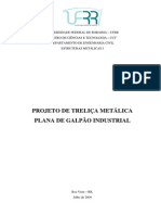 Projeto de Trelica Metalica Plana de Galpao Industrial