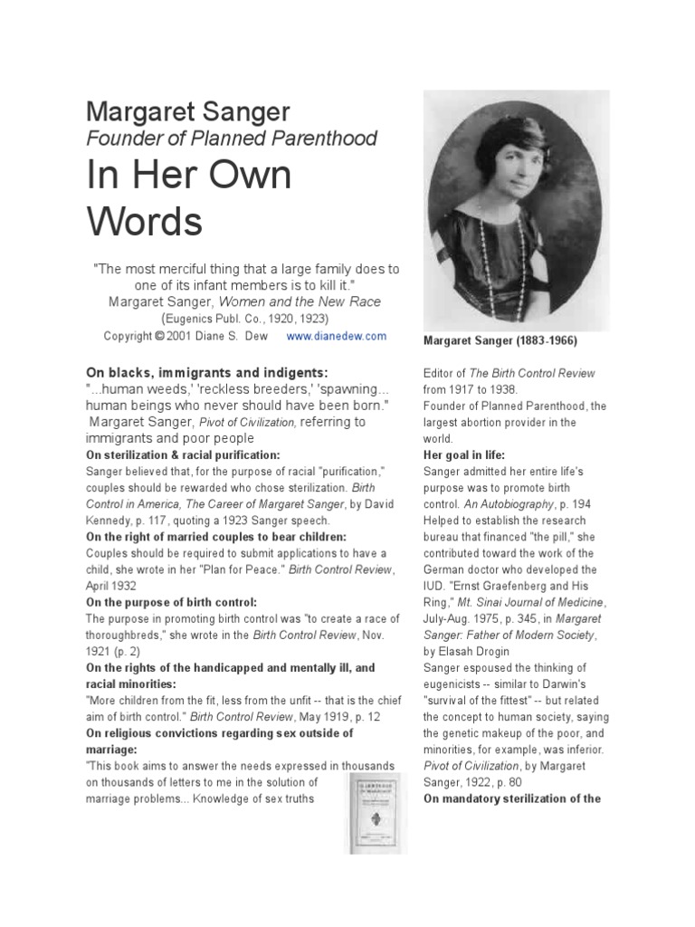 Margaret Sanger Planned Parenthood Eugenisist | PDF | Margaret Sanger ...