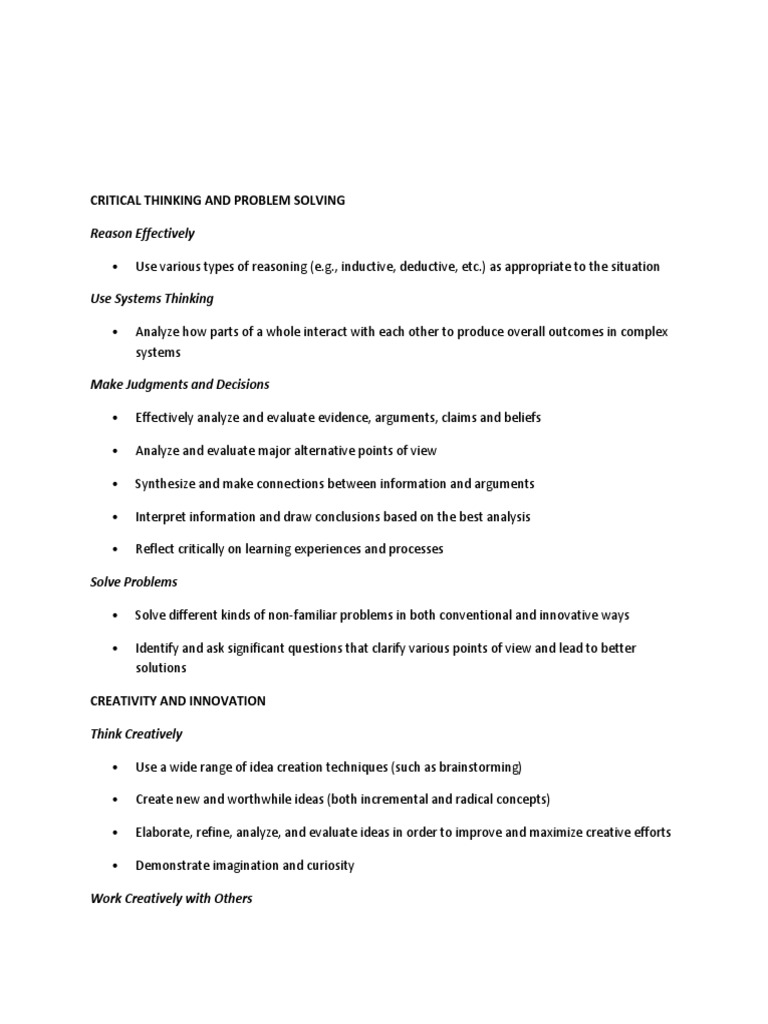 Critical Thinking and Problem Solving | PDF | Information | Creativity