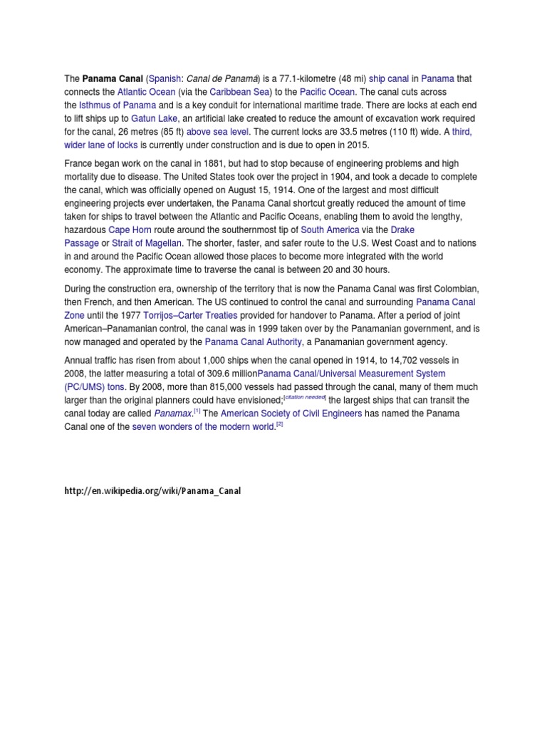 Panama Canal - History | PDF | Panama Canal | Canal