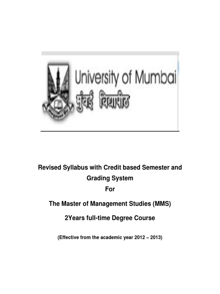 MMS Syllabus for Mumbai University | PDF | Statistics | Profit (Economics)